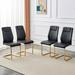 Set of 6 Modern Dining Chairs with Faux Leather Padded Seats,Gold Metal Leg Modern