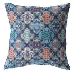 18" Turquoise Red Trellis Suede Zippered Throw Pillow - Purple