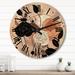 Designart "Retro Terracotta Wildflowers Illustration V" Abstract Botanicals Oversized Wood Wall Clock