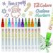 Wamans Marker Pens 2022 Christmas Outline Marker Set Double Line Outline Pen Set Diy Handheld Christmas Card Outline Marker Highlighter (12 Colors)ï¼ˆ10Mlï¼‰ Clearance Items