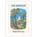 Los Angeles California - MacArthur Park Lake - United Air Lines - Vintage Airline Travel Poster by Joseph FehÃ©r c.1960s - Bamboo Fine Art 290gsm Paper (Unframed) 12x16in