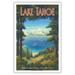 Lake Tahoe California - Riding Boating Swimming Fishing Hiking Golf - Vintage Travel Poster by Kerne Erickson - Master Art Print (Unframed) 12in x 18in