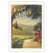 Napa Valley California - Wine Country - Calistoga St. Helena Rutherford Yountville Napa - Vintage Travel Poster by Kerne Erickson - Fine Art Rolled Canvas Print 27in x 40in