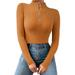 Ladies Soft Thermal Underwear Cold Weather Solid Color Half High Neck Zip Long Sleeve Slim Fashion Thicken Plush Winter Warm Lined Base Layer Casual