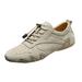 ZIZOCWA Fashion Walking Sneakers for Women Winter Non Slip Lined Slip On Work Sneaker Comfortable Leather Casual Tennis Shoes Khaki Size9.5