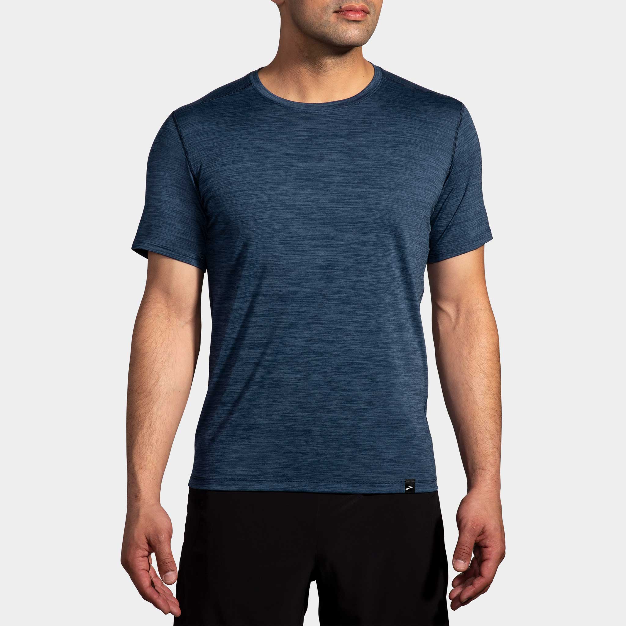 Brooks Luxe Short Sleeve Men's Running Apparel Heather Blue Slate