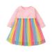 Youmylove Fashion Dresses For Girls Baby Round Neck Princess Dress Spring Fall Outfits Long Sleeve Polka Dot Dress Newborm Colourful Tulle Dress