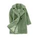 Mrat Toddler Trench Coat Kids Girls Long Peacoat Long Sleeve Winter Peacoat Thick Warm Cardigan Cloak Button Jacket Windbreaker Outerwear Green 5-6 Years