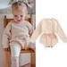 Baby Girls Boys Romper Contrast Color Long Sleeve Bandage Elastic High Waist Knitted Jumpsuits