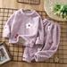 HAOTAGS Toddler Winter Boys Girls 2 Piece Pajama sets Long Sleeved Shirt with Pants Loungewear Purple Size 8 Years
