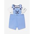 Guess Baby Boys Dungaree Set In White Size 6 - 9 Mths