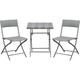 3PC Bistro Set Rattan Furniture Garden Folding Chair Table Grey - Grey - Outsunny