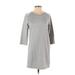 Gap Casual Dress - Shift Crew Neck 3/4 sleeves: Gray Print Dresses - Women's Size X-Small