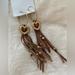 Free People Jewelry | Free People Leather Fringe Gold Heart Hoop Earrings Bohemian New | Color: Brown/Gold | Size: Os