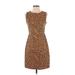 Old Navy Casual Dress - Sheath Crew Neck Sleeveless: Brown Leopard Print Dresses - Women's Size Small