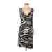 Bisou Bisou Cocktail Dress - Sheath Cowl Neck Sleeveless: Tan Zebra Print Dresses - Women's Size 10