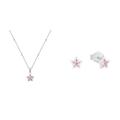 Prinzessin Lillifee Silber Mädchen Kinder Halskette mit rosa Stern-Anhänger, Kommt in Schmuck Geschenk Box, 2033372 & Ohrstecker 925 Sterling Silber Mädchen Kinder Ohrschmuck