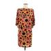 AMERICAN TWIST Los Angeles Casual Dress - Mini High Neck Short sleeves: Orange Floral Dresses - Women's Size Medium