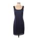 Jennifer Lopez Casual Dress - Sheath Scoop Neck Sleeveless: Blue Print Dresses - Women's Size Medium