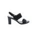 Kelly & Katie Heels: Slingback Chunky Heel Chic Black Print Shoes - Women's Size 8 - Open Toe