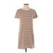 Lou & Grey Casual Dress - Shift Crew Neck Short sleeves: Brown Print Dresses - Women's Size X-Small