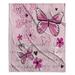 Rosalind Wheeler Mullaney Lovely Butterfly Velveteen Throw, Microfiber in Brown/Indigo/Pink | Twin | Wayfair B5E51B5BD18C40968E4369884D99C4B5