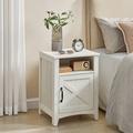 Bauman Farmhouse Nightstand, Bedside Table w/ a Cabinet & Open Compartment Wood in White Laurel Foundry Modern Farmhouse® | Wayfair