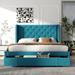 Mercer41 Towroy Wingback Storage Bed Upholstered/Velvet | 45.5 H x 65 W x 84.4 D in | Wayfair 42C6A5727B644BD59A9BCB5BFE088CAB