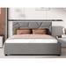 Wrought Studio™ Aimaan Queen Size Platform Bed w/ Brick Pattern Headboard & 4 Drawers Upholstered/Linen in Gray | Wayfair