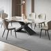Orren Ellis Rock plate dining table & chair combination rectangular modern simple light luxury dining table, in Gray/White | Wayfair