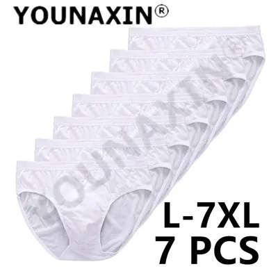 7 Stück Männer große weiße Unterwäsche Baumwolle Höschen Shorts Unterhosen Unterwäsche Slips Hochzeits geschenke l xl 2xl 3xl 4xl 5xl 6xl 7xl Image