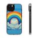 DistinctInk Hybrid (Acrylic / TPU) Clear Slim Fit Case for Apple iPhone 12 MINI (5.4 Screen) - Vibrant and Playful: A Rainbow Wonderland
