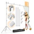 LS Photography 10 x 9.8 ft Heavy Duty White Backdrop Stand Thicker Joints with White Clamps WMT2217