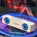 Computer Speakers Desktop Soundbar HiFi Stereo Audio RGB Mini Sound Bar External Speaker with Bluetooth AUX-in Wired USB Powered Volume Control for PC Laptop Tablets Monitor