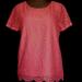J. Crew Tops | J Crew Womens Pink Lace Overlay Scoop Neck Short Sleeve Pink Top, Size 0 | Color: Pink | Size: 0