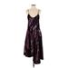 Parker Casual Dress - Midi Plunge Sleeveless: Purple Dresses - Women's Size 0