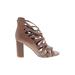 Nine West Heels: Tan Print Shoes - Women's Size 10 - Open Toe