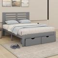 Winston Porter Nonkosi Full Wooden Platform Bed w/ Drawers Wood in Gray | 40.6 H x 54.1 W x 75 D in | Wayfair D74BA27EBAEC48E5883E75A4876222C1