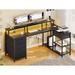 17 Stories Tanetta 55" W L-Shaped Computer Desk Wood/Metal in Black | 34 H x 55 W x 19 D in | Wayfair B15292AAEC864FDF920CD51ACA03B1D4