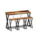 Latitude Run® Geesey 58.3" Console Table & Stool Set, Bar Table w/ Stools Breakfast Bars Height Dining Table Wood/Metal in Brown | Wayfair