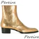 Bottes pointues en cuir véritable doré pour hommes bottes de rinçage bottes Parker fermeture à