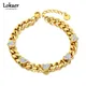 Lokaer-Bracelets JOLink en Titane et Acier Inoxydable pour Femme Breloque Coeur Strass Plaqué Or