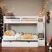 Wood Twin over Full/Twin Bunk Bed with Storage Stairway Convertible Bottom Bed Kids Bed with Storage Shelves and Drawers, Gray