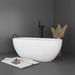 59 in. Stone Resin Freestanding Flat-bottom Soaking Bathtub in Matte White