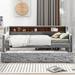 Gray Velvet Snowflake Daybed Frame w/Trundle, Built-in Storage Shelves