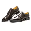 Luxuriöse formelle Schuhe aus echtem Leder mit doppelter Schnalle und Mönchsriemen für Herren, klassische Cap-Toe-Business-Büro-Hochzeitskleid-Schuhe