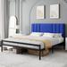 King Metal Bed Frame with Faux Leather Headboard