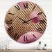 Designart "Gold and Pink Shapes in Chaos" Modern Geometric Oversized Wood Wall Clock