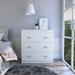 Three Drawer Dresser Whysk, Superior Top, Handles, White Finish,High quality and durable