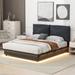 Upholstered Platform Bed Floating Design with Sensor Light and Ergonomic Design Backrests